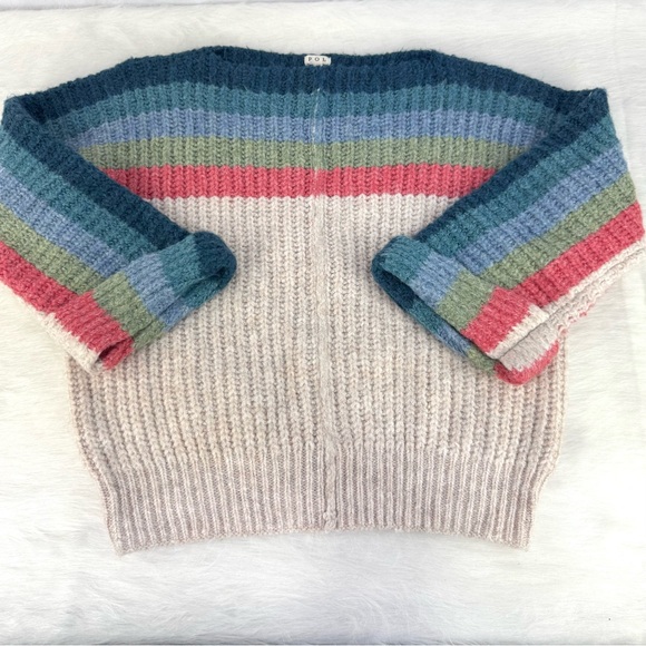 POL Rainbow Sleeve Oversized Sweater – Wool Blend, Balloon Sleeves, Size Medium - Picture 3 of 13
